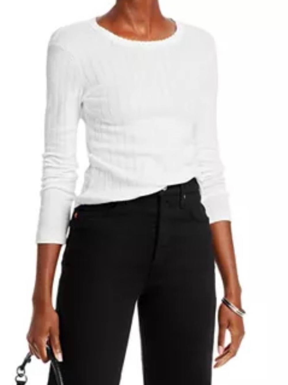 Leset NWT Pointelle Scalloped Long Sleeve Top